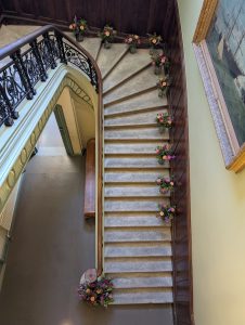 Staircase leading to the Great Hall at Dulwich College with Flowers by Just So Flowers