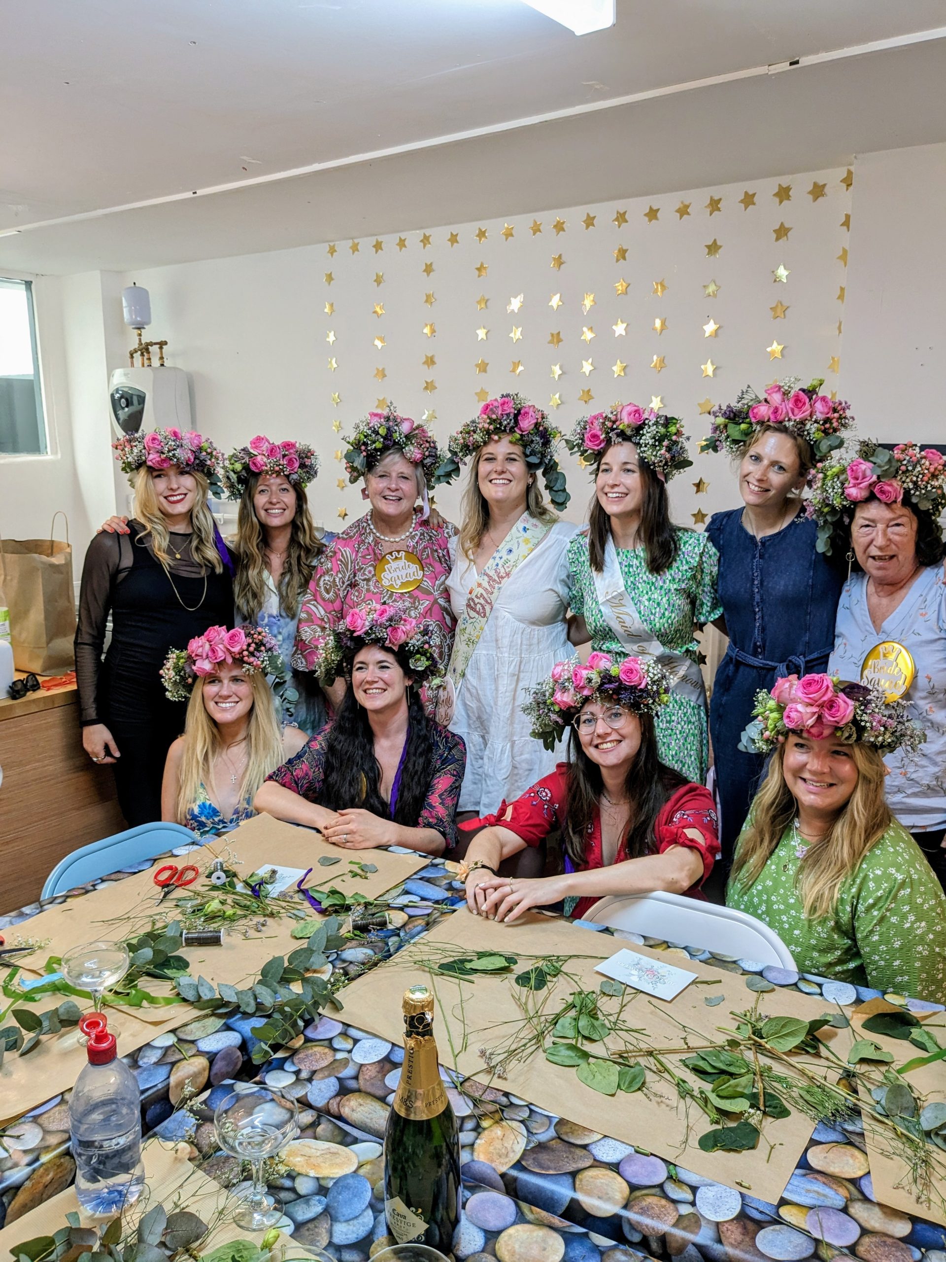 Flower crown workshop in London run by Just So Flowers