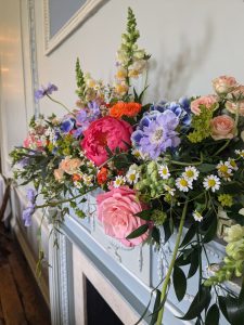 Flowers for a mantlepiece by Just So Flowers at Beckenham Place Mansion