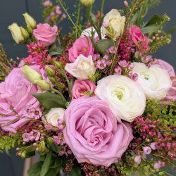 Pink and white hand-tied mother's Day bouquet by Just So Flowers of Beckenham