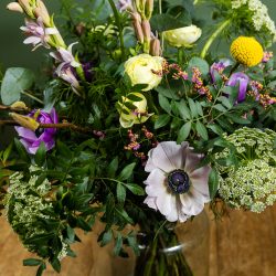 Bouquet of mother's day flowers including anemones and ranunculus