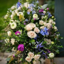 Blue and White Coffin Spray