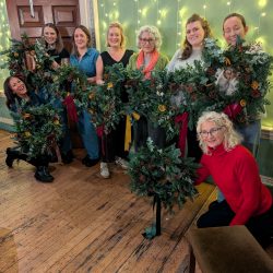 Christmas wreath workshop run by Just So Flowers at Beckenham Place Mansion