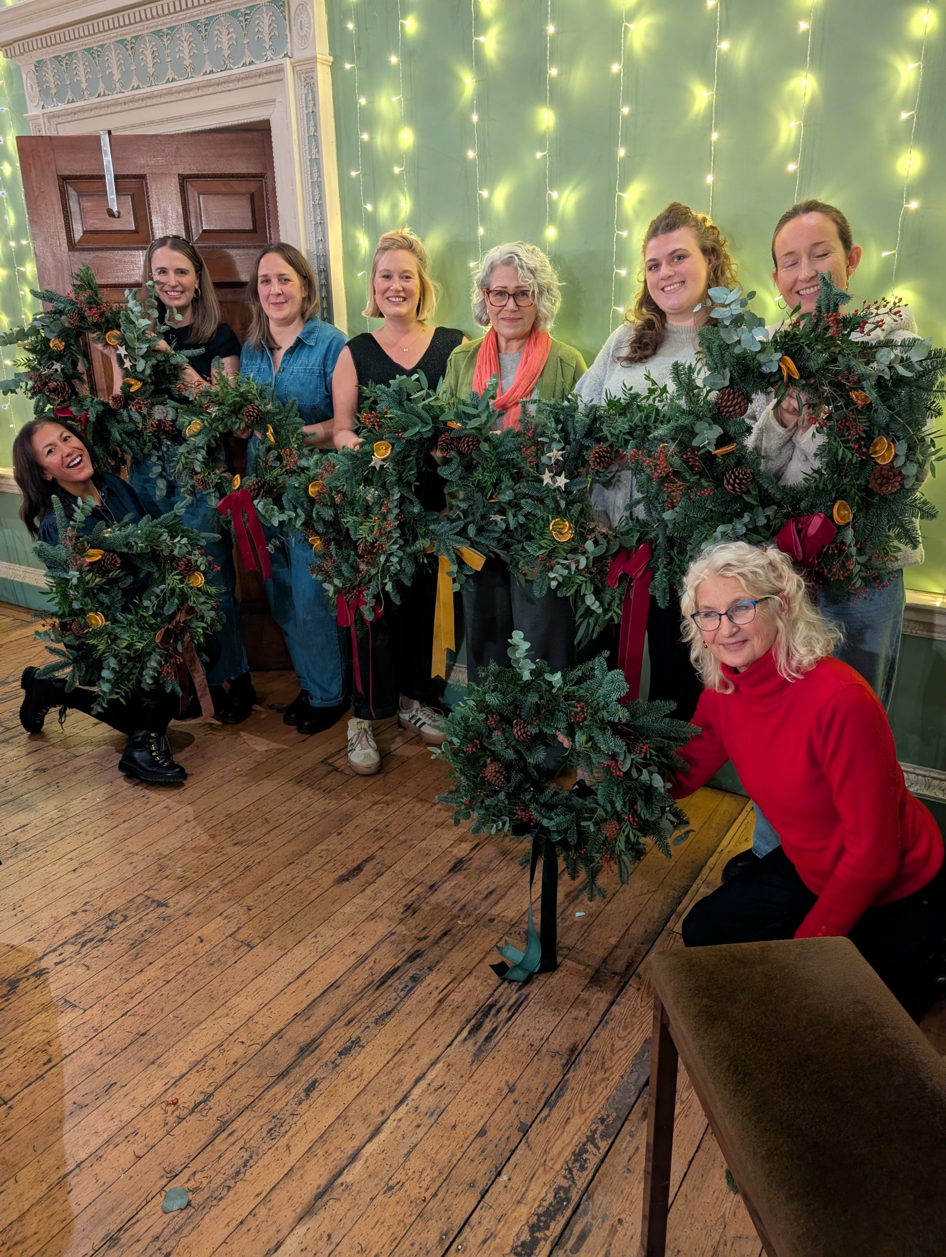 Christmas wreath workshop run by Just So Flowers at Beckenham Place Mansion